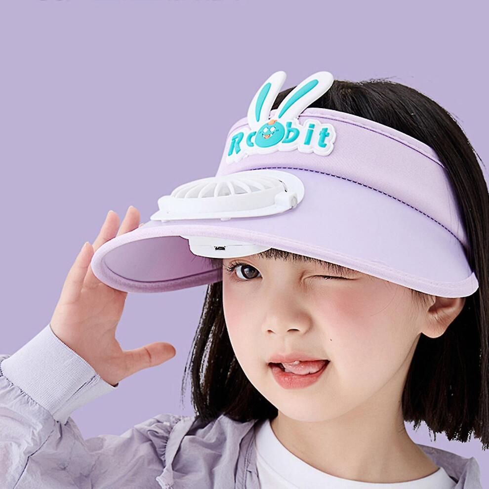 (lila) Kinder-Fankappe Sommer-Fankappe USB-wiederaufladbar Kinder-Kappe ohne Oberteil Geschenk für Kinder