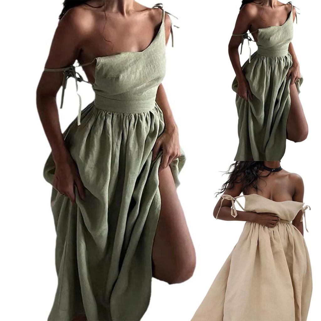 Dámské letní elegantní sexy šaty na ramínka s hlubokým výstřihem do V a vysokým pasem