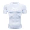Men's Quick Dry Compression Sport T-Shirt, Dark Gothic Text Print Athletic Fitness Workout Top for Gym Jogging Training Active Wear