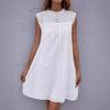 Women's Round Neck Sleeveless Eyelet Embroidery Loose Fit Casual A Line Mini Dress