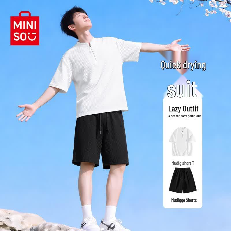 MINISO Men s Quick-Dry Half-Zip Two-Piece Set 2XL