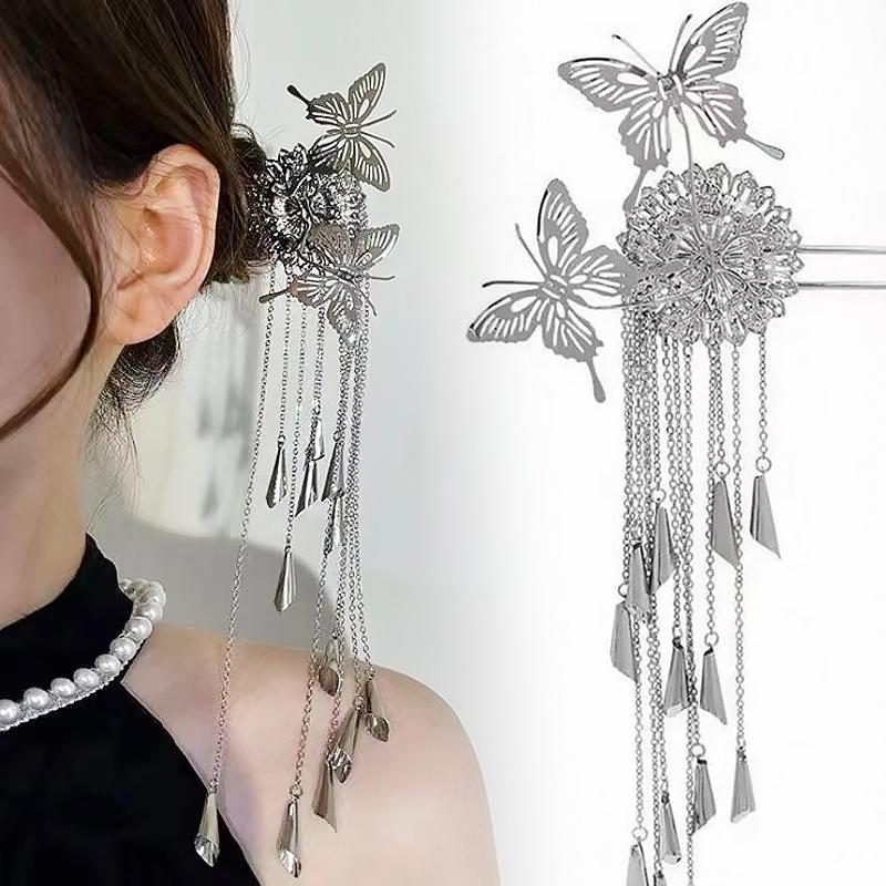 1PC Butterfly Tassel Hairpin Photography Tassel Dress Alloy Holiday Celebrations Exquisite Gift Classical Stage Performances