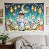 A Stylish Tapestry, Eid Celebration, Cartoon Character, Festive Night,perfect for Sprucing up Wall Decor in Homes, Dorms and Bedrooms.
