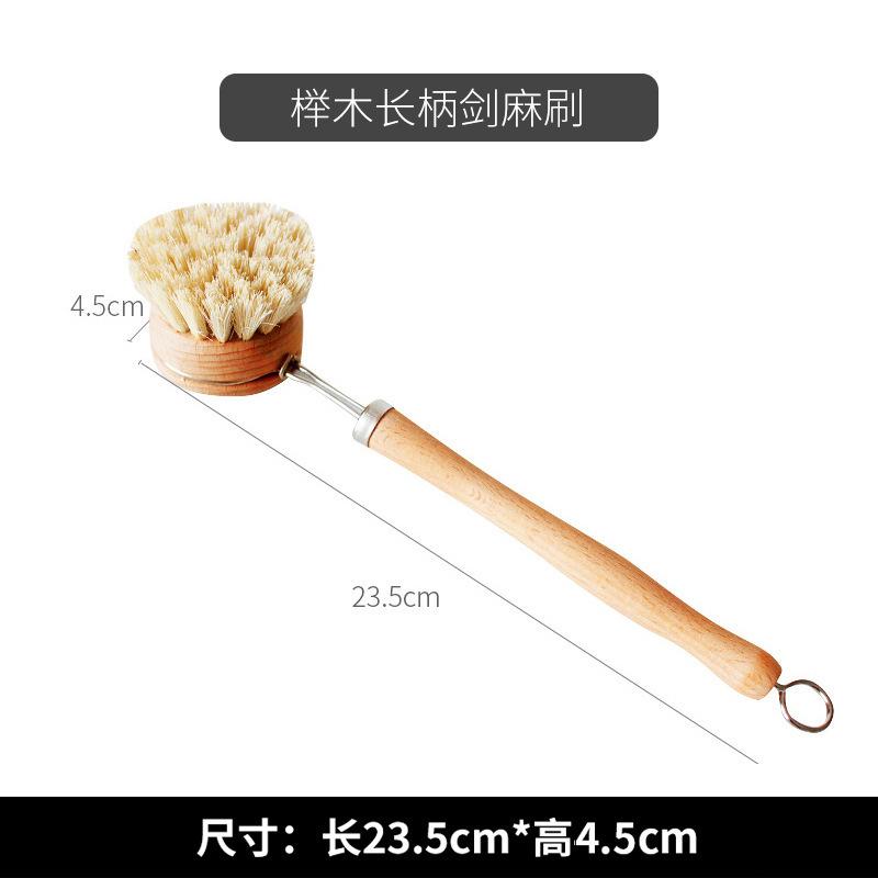 Long Handle Pot Brush Sisal Coconut Palm Cleaning Brush Beech Can Be Replaced Brush Head Washing Pot Brush Bowl Stove Oil-proof and Anti-fouling Brush