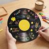 DIY Commemorative Ornaments Vinyl Record Graffiti Clock Ornament, Blank Acrylic Retro Tabletop Wall Vintage Style Room Decor with Stand, Reusable