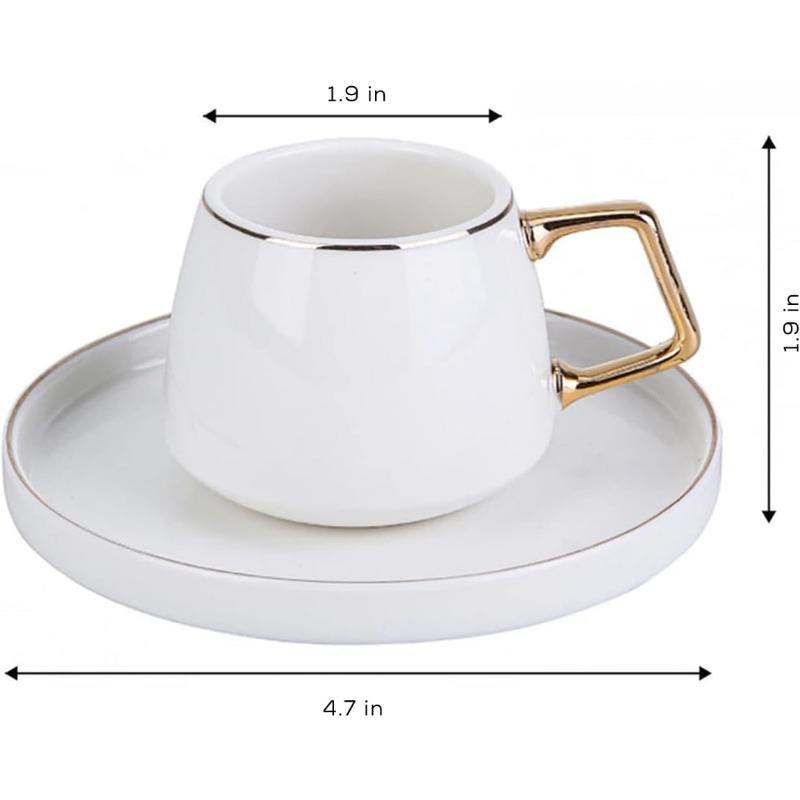 Sada šálků na tureckou kávu Saturn Gold pro 6 osob - 12dílná sada espresso šálků s podšálky - Malá porcelánová moderní sada