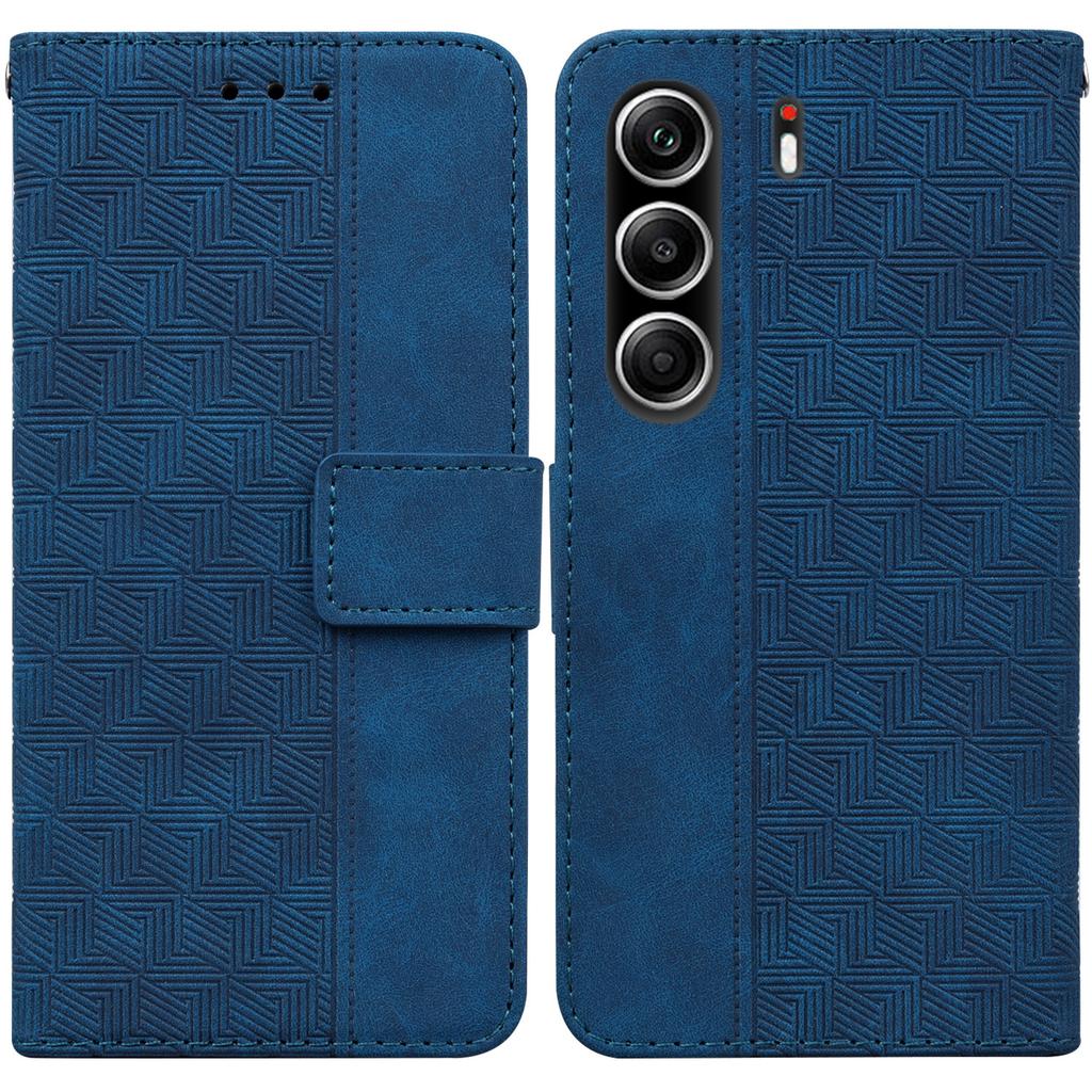 For TECNO Camon 40 Pro 5G/4G Case Geometry Pattern Leather Wallet Phone Cover with Wrist Strap