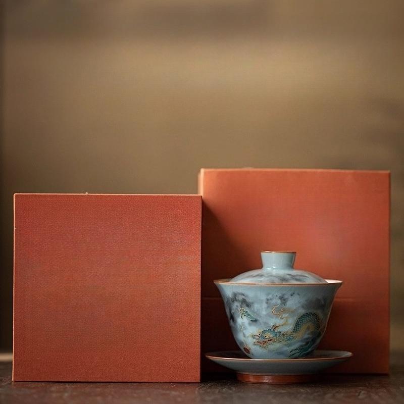 

Гайвань Саньцай, можно открыть один высококлассный Жуский фарфор, бытовой керамический чайный набор для кунг-фу, чайная чашка, чайная пиала, набор из трех предметов