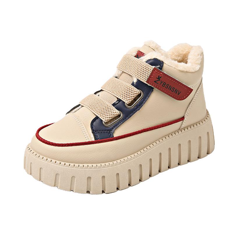 Korean Version Velvet High-top Board Shoes Women's 2025 Winter Student Sports Shoes Warm Casual Shoes Thick Sole Height Increase YB9032