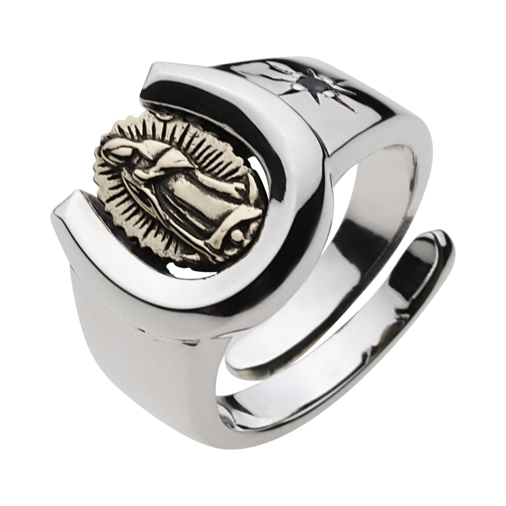 

Virgin Mary Horseshoe Ring London Blue Topaz Silver fr0496 [Figmart] [925 Accessories]