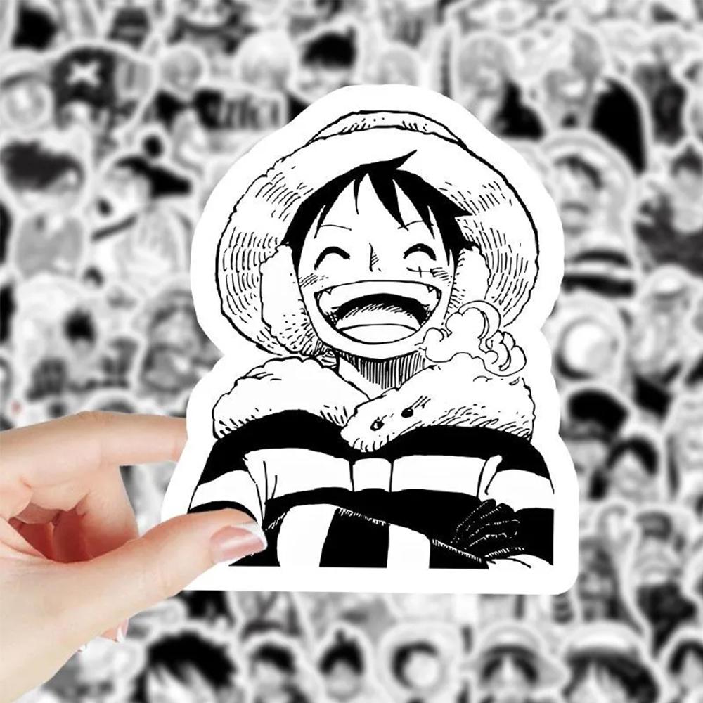 10/30/50/100pcs Anime ONE PIECE Black White Stickers Cartoon Graffiti Decals DIY Scrapbook Helmet Suitcase Car Cool Sticker Toys