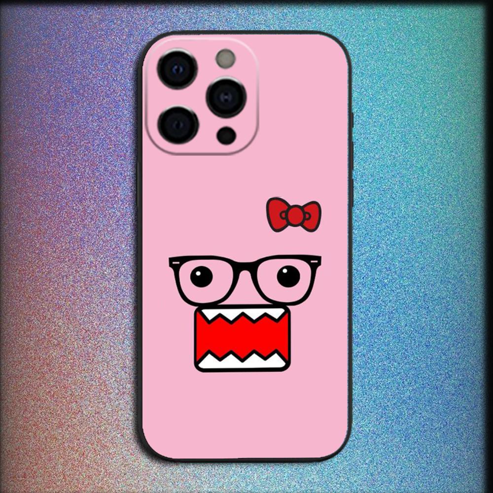 Cute Domo-kun Phone Case For iPhone 16,15,14,13,12,11,Pro,X,XS,Max,XR,Plus,Mini Soft Black Cover