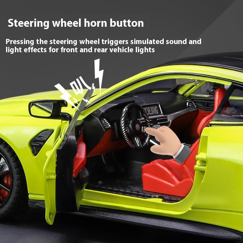 1:24 Metal Die Cast M4 Sports Car Model Simulation Sound Light Boy Toy Car Home Decor Children's Birthday Gift Halloween Toys