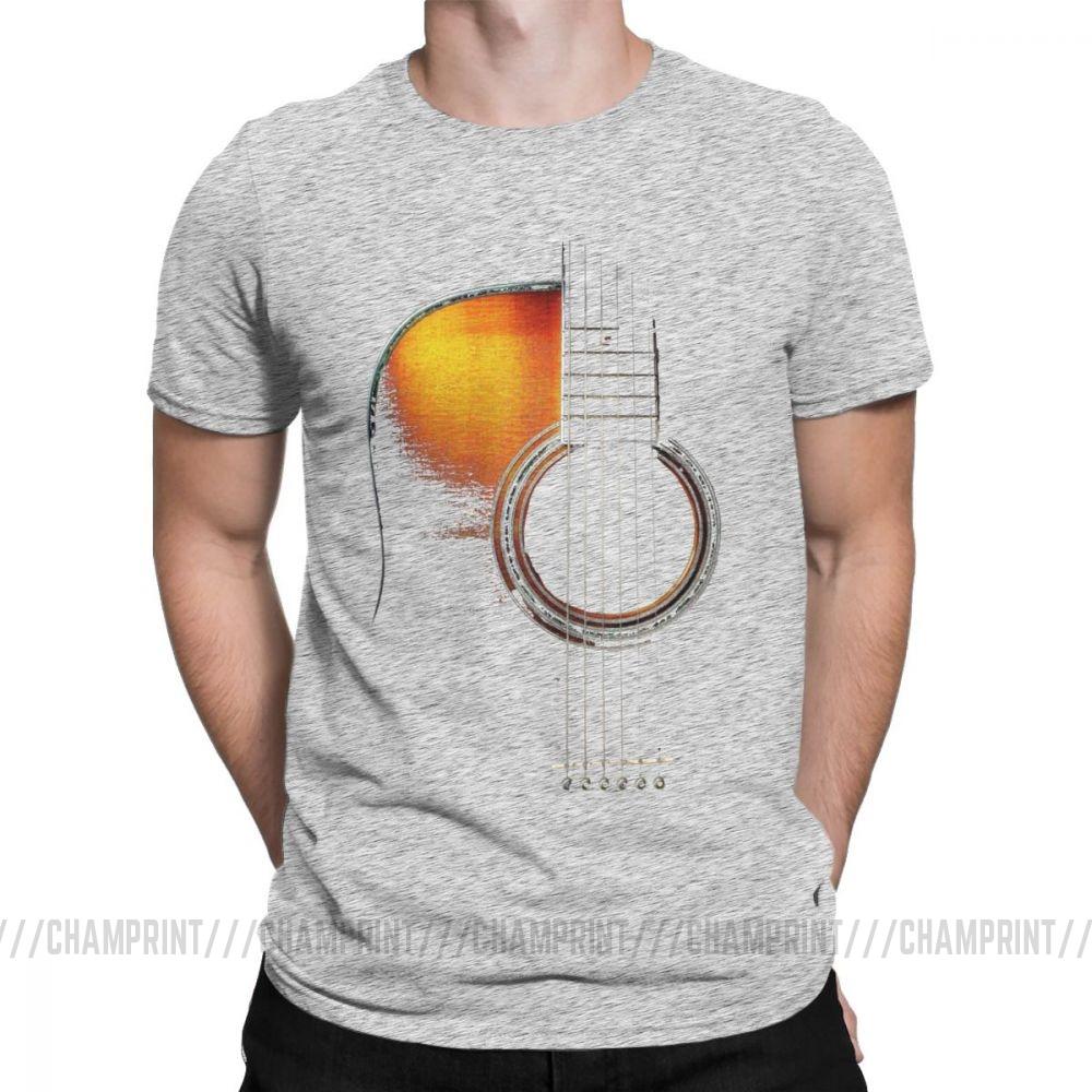 Men T Shirt Acoustic Guitar Hi Lite Music Vintage 100 Cotton Tees Short Sleeve T