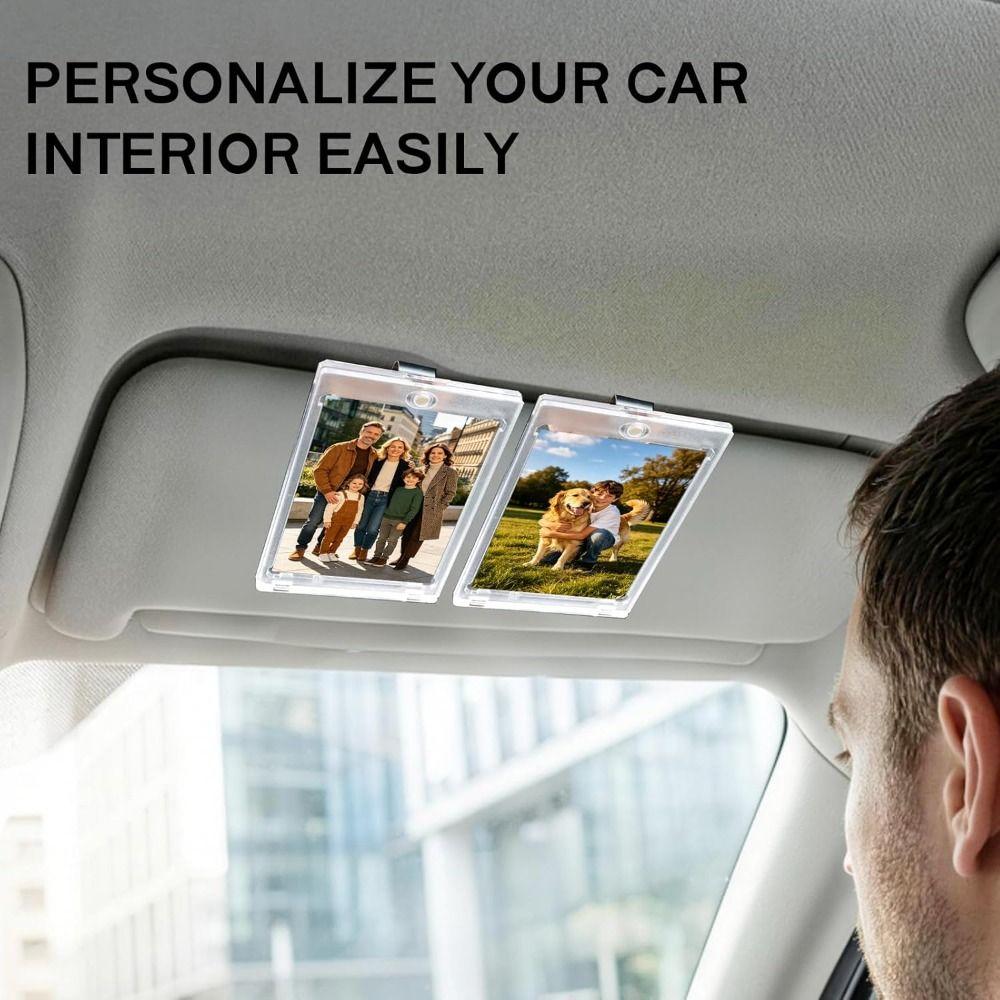 UV Protection Car Picture Holder Transparent Visor Clip Photo Frame Car Photo Holder Car Interior