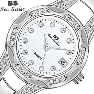 BEE SISTER BS Dames Kleine Ketting Polshorloges Dress Gold Horloge Dames Kristal Diamant Horloges Roestvrij Staal Zilveren Klok Dames Dames Kwarts Horloges