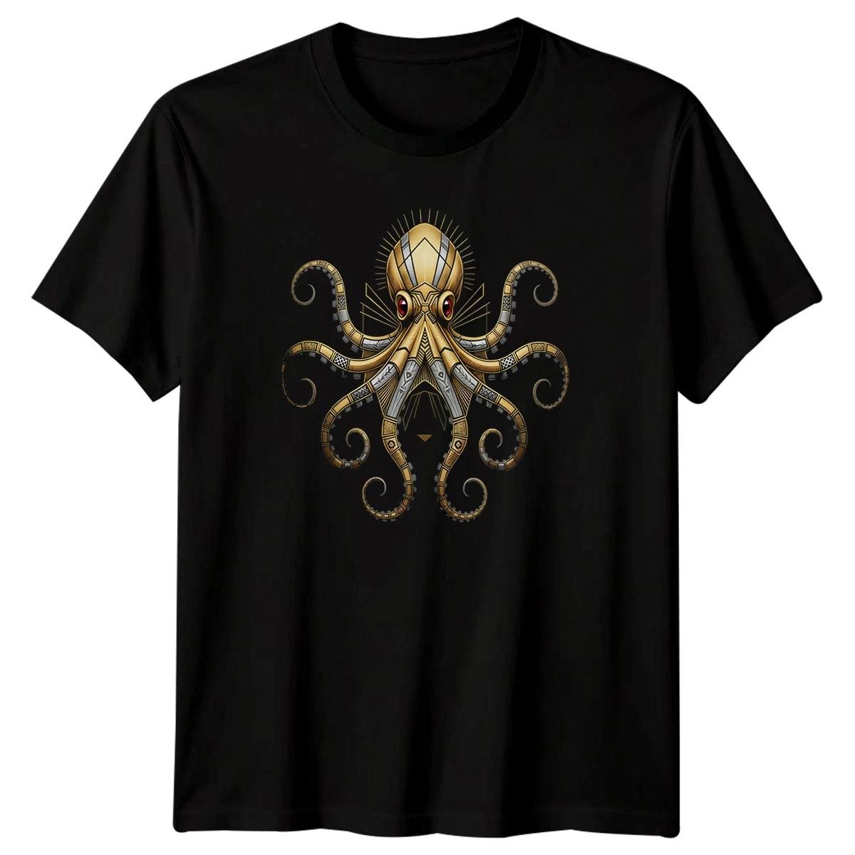 Octopus Art Deco Marine Life Mens TTshirt Geometric Sea Animal Tee M