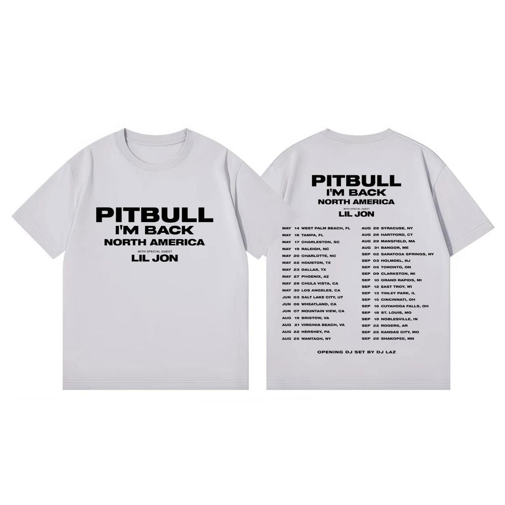 Rapper Pitbull Im Back Tour 2026 T-Shirt Herren Damen Hip Hop Mode Kurzarm T-Shirts Sommer Freizeit Locker Baumwoll T-Shirts