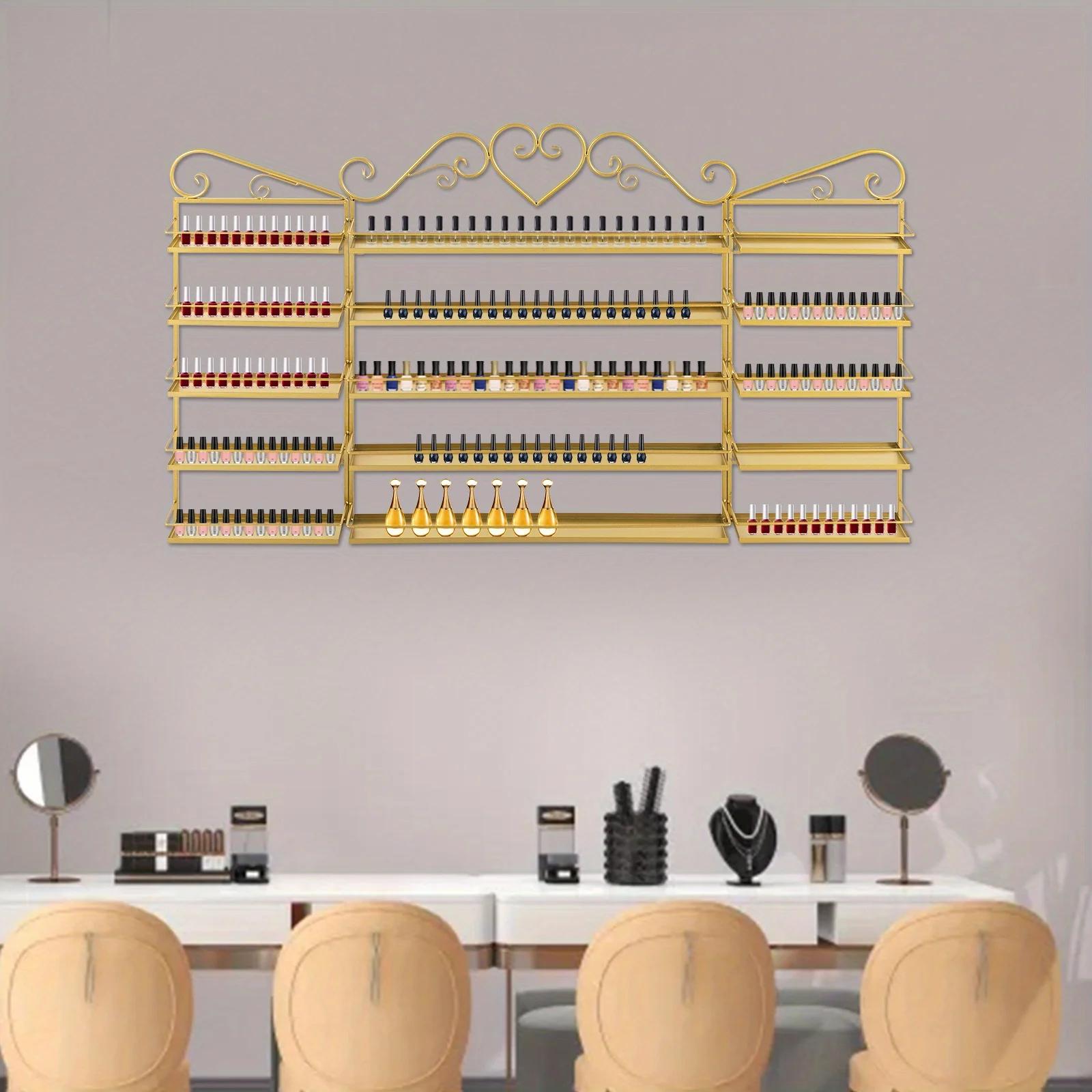 

Five-Layer Wrought Iron Wall Nail Art Display Rack Set of Three - Gold, High-Quality, Durable United States