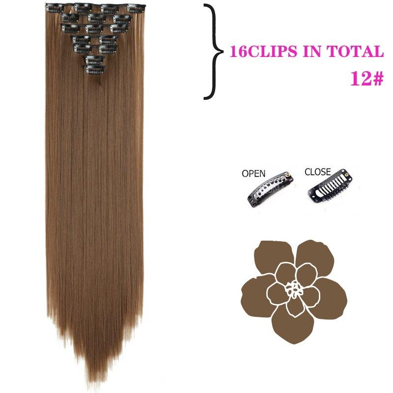 MISSQUEEN Long Straight Clip In Hair Extensions Synthetic Hair Synthetic Clips In Hair Extensions Heat Resistant 7Pcs/set 16Clips