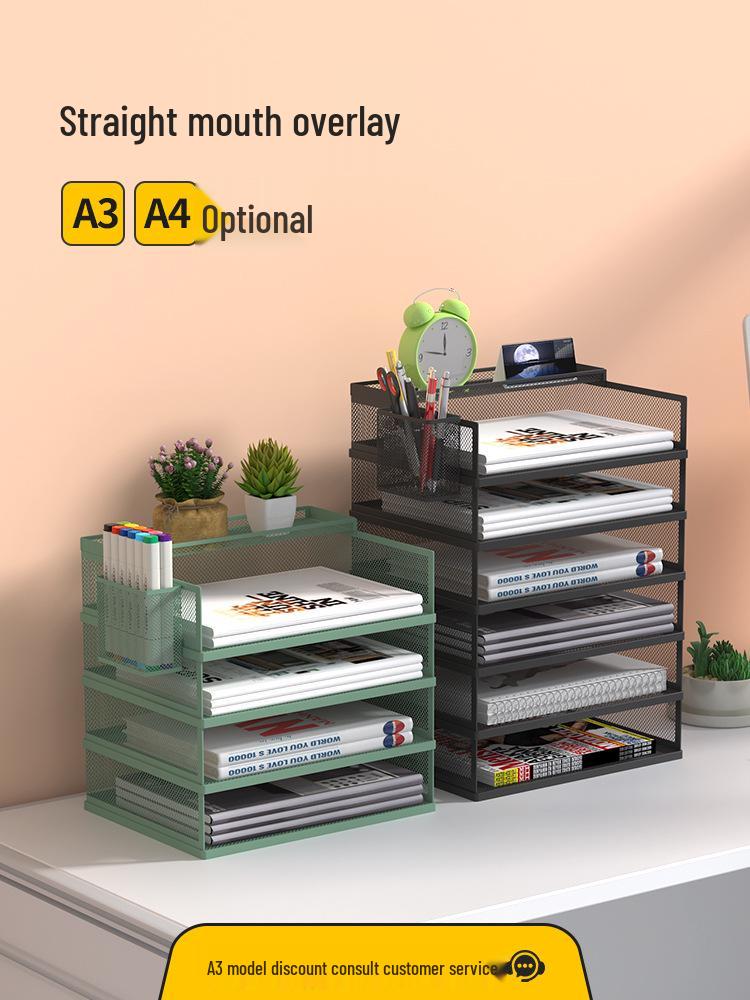 A3A4 Metall Desktop Aktenorganizer Rack - Büroarbeitsplatz Dokumentenhalter