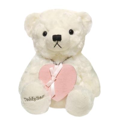 Sears Teddy Bear Plush Toy and Jewelry Box Gift Set Heart-Shaped (Pearl White) Tdt-01-w
