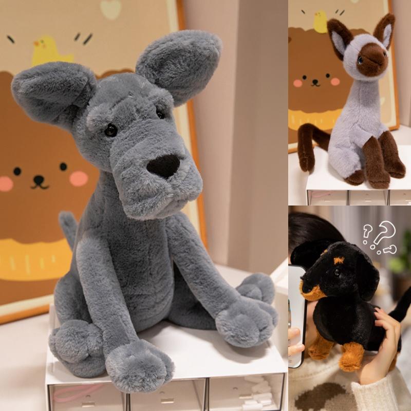 Popular Cuddly Lifelike Siamese Cat/Dachshund/Great Dane Plush Toys Soft Comfy Huggable Doll Nice Companion For Children Kids