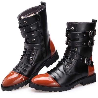 Fashion Men Fashion High Motorcycle Boots Black Original Leather Shoes Designer Autumn Winter Boot Stage Nightclub Knight Botas