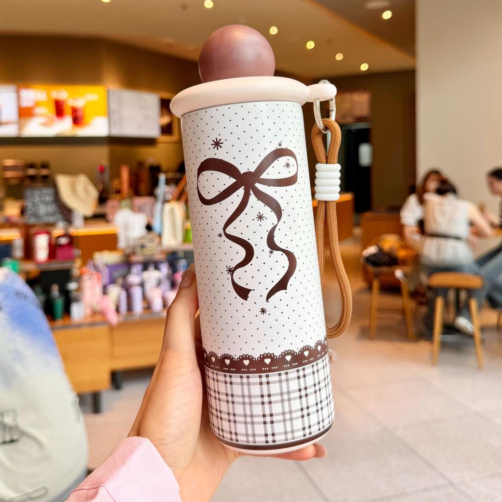 Stainless steel thermos cup girls high value straw water cup large capacity students children school special portable cup