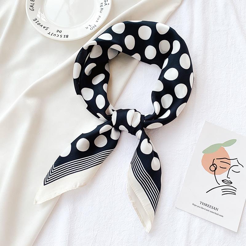 Spring Polka Dot Imitation Silk Scarf: Fashionable, Versatile, Elegant Decor.