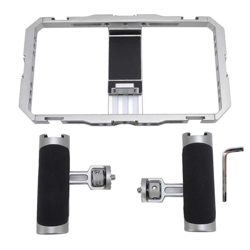 Smartphone Video Rig Kit Aluminum Alloy Anti Shake Silicone Handles Handheld Phone Cage with 14in