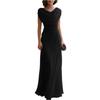 Women’s Neckline Maxi Dress Elegant Long Evening Gown Sleeveless Formal Party Wear Floor Length