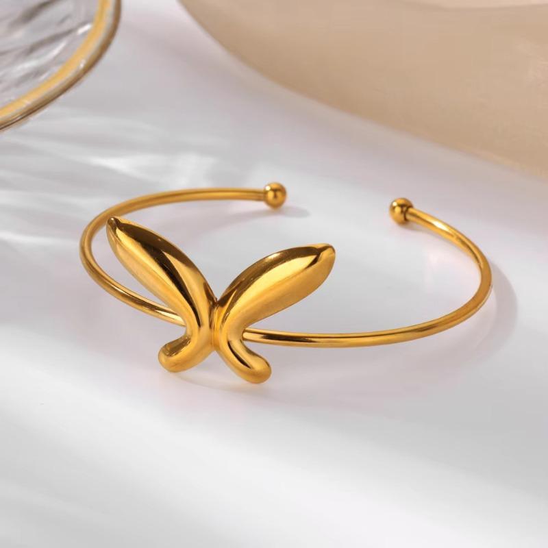 Fashion Accessories Stainless Steel Gold Plated Butterfly Opening Bracelet Women's Fashion Versatile Bracelet Accessories