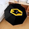 1 Stück Wölfe Fußballclub Emblem Aufdruck Regenschirm Klappschirm, Automatikschirm 8-Rippen für Reisen, Camping Fan Geschenke Weihnachtsgeschenke