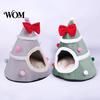 Festive Christmas Cat Furniture Tree Bed, Plush Cave Bed with Removable Cushion, Non-slip Cozy Winter Pet Bottom, House for Indoor Cats Kittens