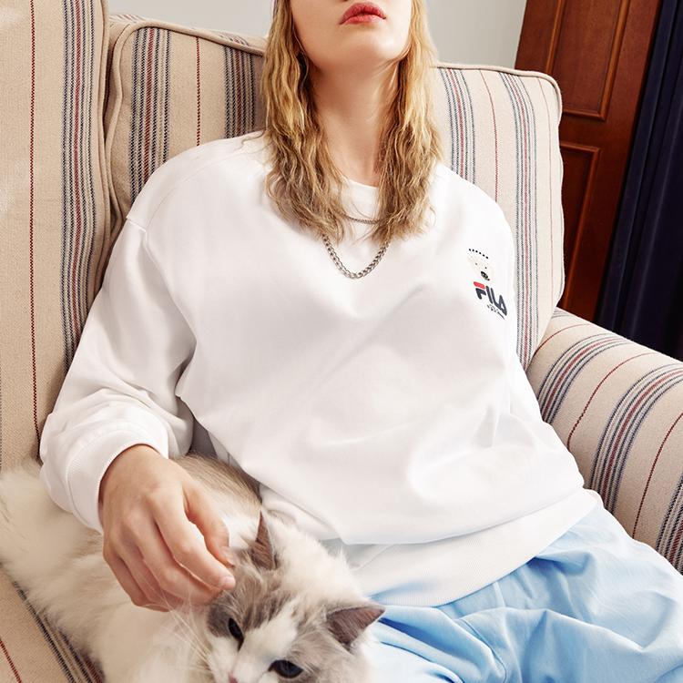 FILA x Pepe Shimada Cartoon Print Sports Crew Neck Sweatshirt Men Tops Standard-White F11M133297F-WT