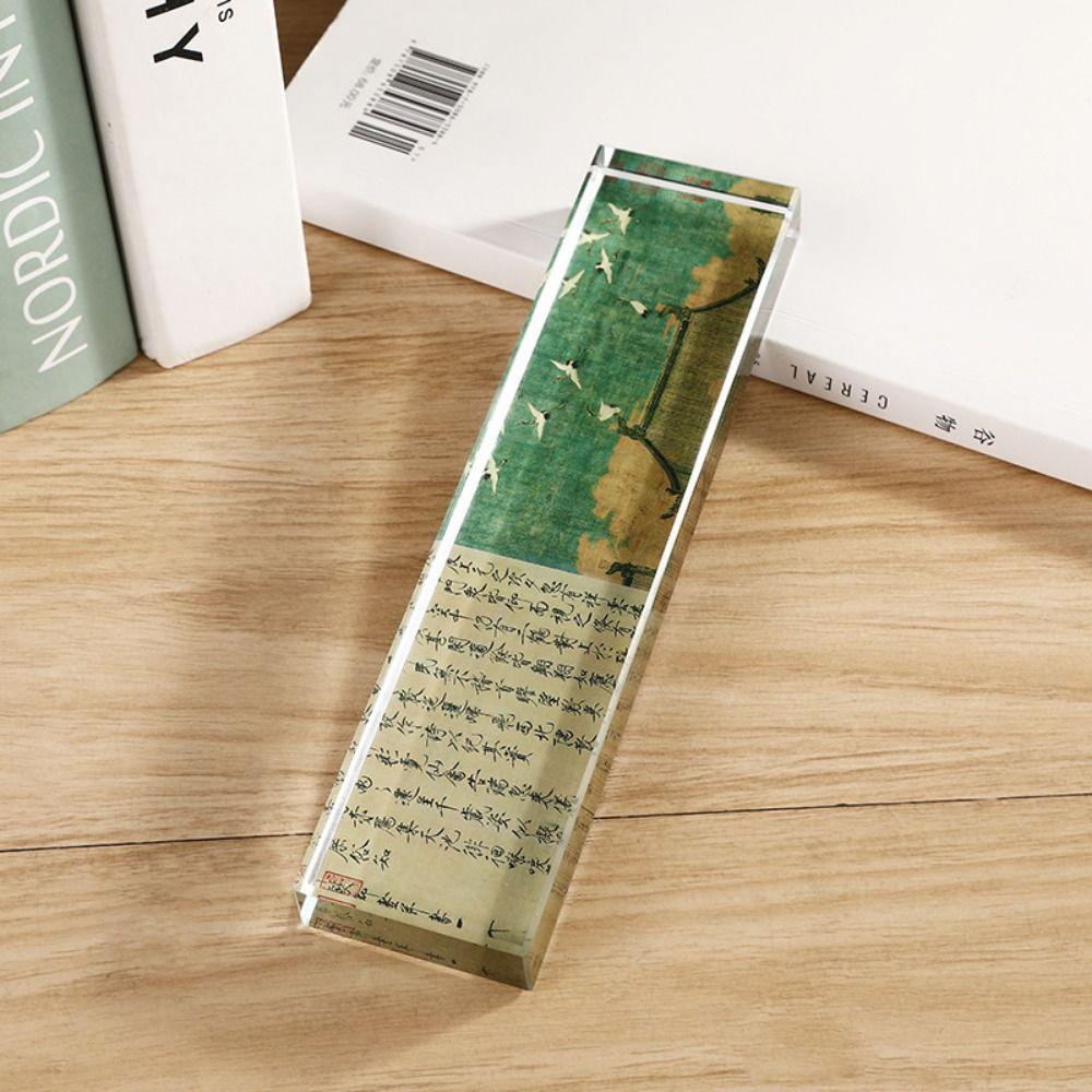 Pressing Paper Flat Clear Crystal Paperweight Rectangle Crystal Weight Ruler  Calligraphy Supply