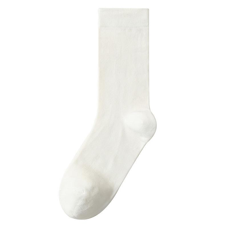 5 Paar Damen Frühling und Herbst Reine Baumwolle Einfarbig Reine Baumwolle Sport Verdickte Mittellange Socken