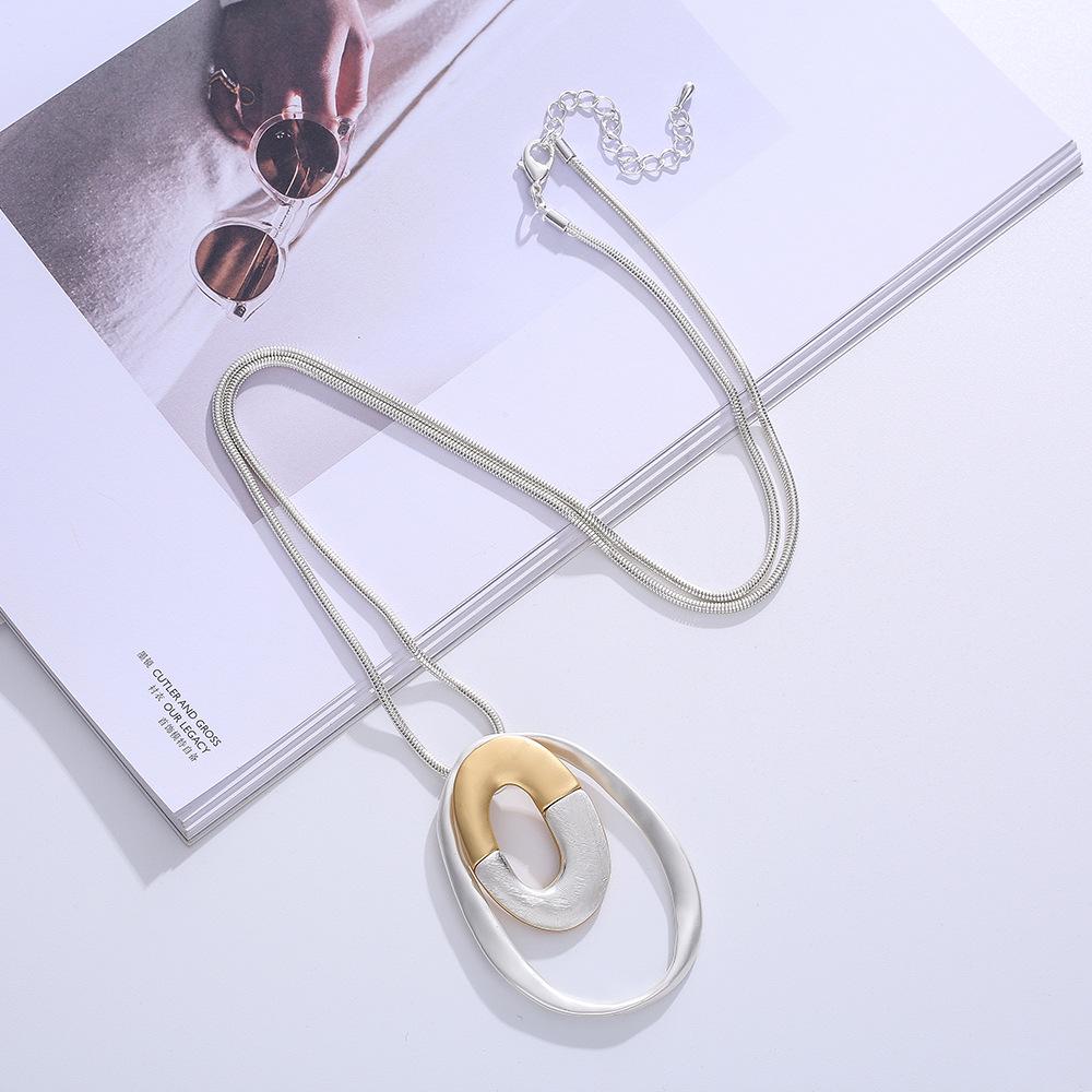 Atmospheric Necklace Autumn And Winter Geometric Pendant Long Necklace Ladies Sweater Chain