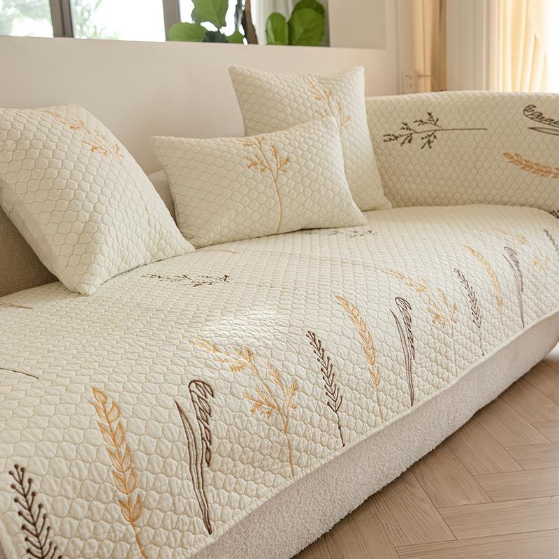 Solid Color Cotton Sofa Cushion, All-season Universal Fabric, Non-slip Backrest Towel, Cotton Cushion Cover, Cover Cloth