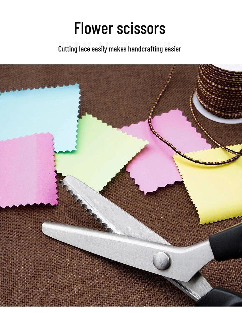 Neue Edelstahl-Spitzen-Overlockschere – Nähfreie Schneiderschere mit Dreieckwellenkante zum Stoffschneiden.