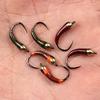 Bimoo 6pcs size 12 14 16 Barbless Hook Brass Bead Head Peacock Herl Nymph Quill Perdigone Fishing Flies Trout Fishing Lure Bait