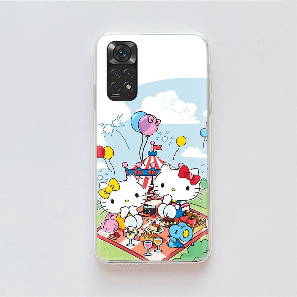 KT62 Cute Hello Kitty Case for Samsung A04 A14 A23 A34 A54 M23 M33 M52 M53 Realme 10 9 C30S C35 C55 VIVO Y02S Y21 Y33S Y51 X80 Pro Clear Cover