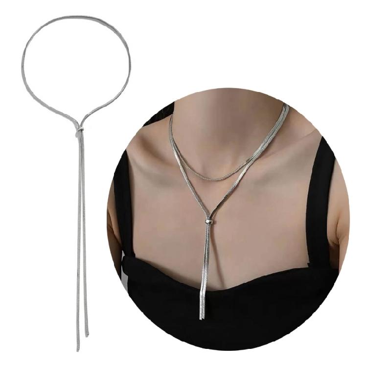 Zeitgenössische Edelstahl-Halskette mit verstellbarer Länge Choker-Halsketten