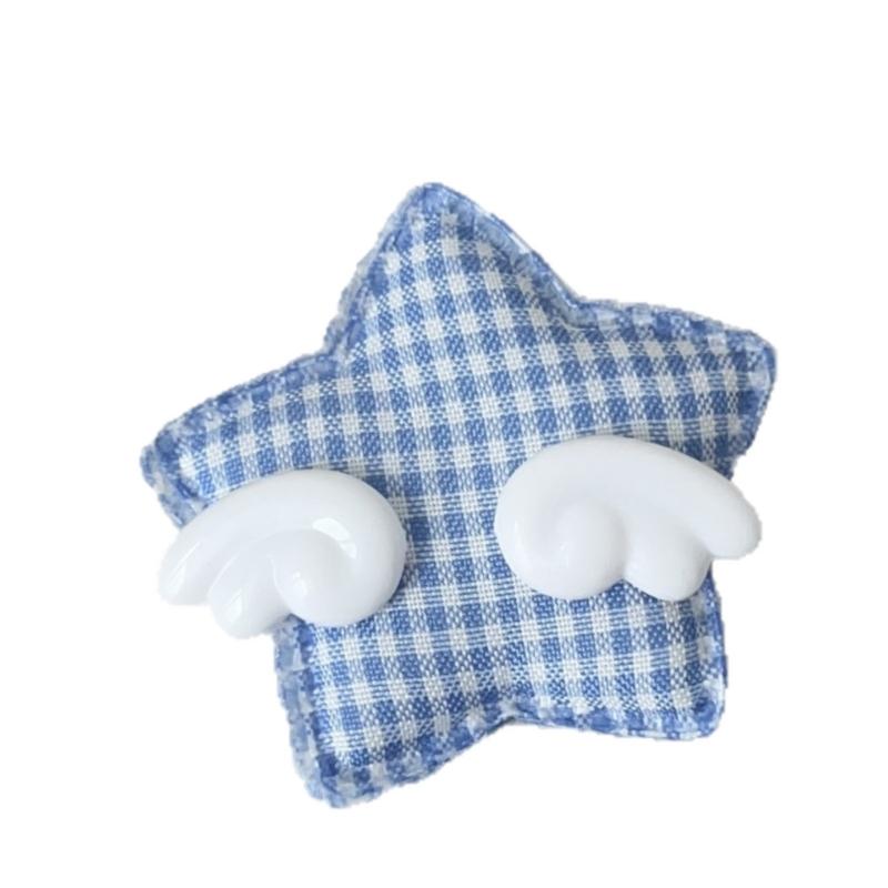 Fashionable Star Barrette with Breathable Fabric Wing Design Side Hairpin For Teens Girl Daily Hairstyling Solution синий