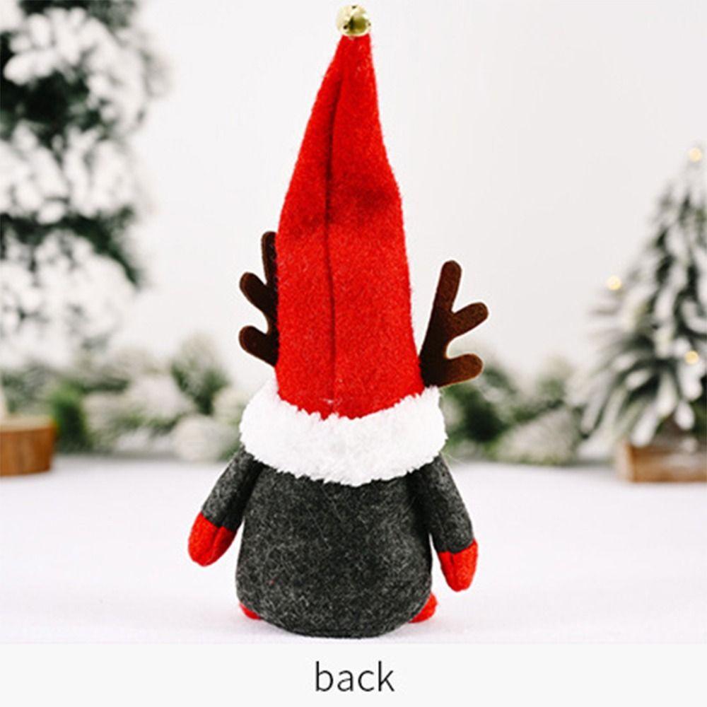 Cloth Deer Antlers Dwarf Ornament Handmade Faceless Doll Christmas Plush Doll Cabinet