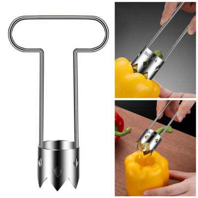 Fruit & Vegetable Corer Bell Pepper Corer Serrated Blade Pears Pineapples Core Remover Stainless Steel Rust-Resistant Fruit Coring Tool