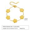Women Flower Charms Bracelet 18K Gold Plated, Stainless Steel Lucky Flower Link Wrist Jewelry Birthday Gift