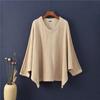 Bat Sleeve T-Shirts Vintage Women Cotton Linen V-Neck Solid Color Women Cloths Casual T-Shirts