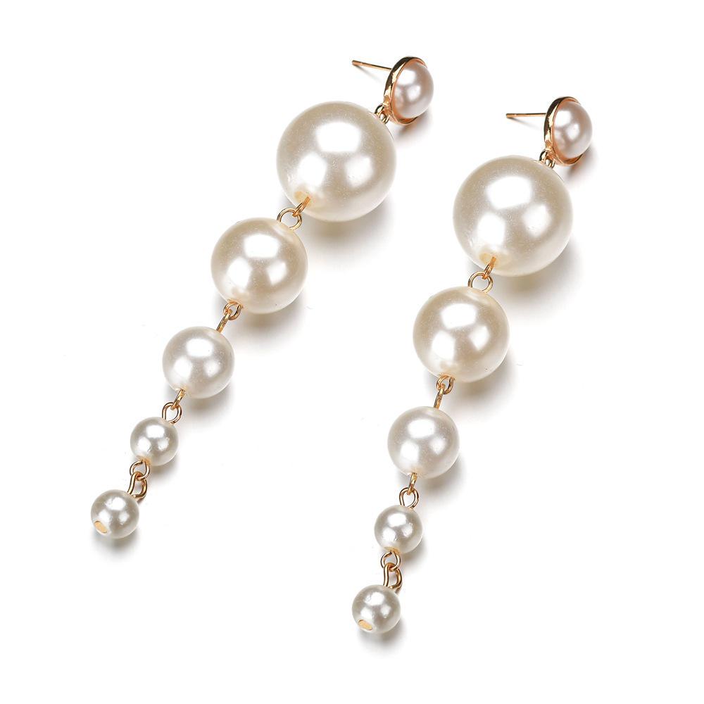 Trendy European & American-Style Imitation Pearl Pendant Earrings for Women